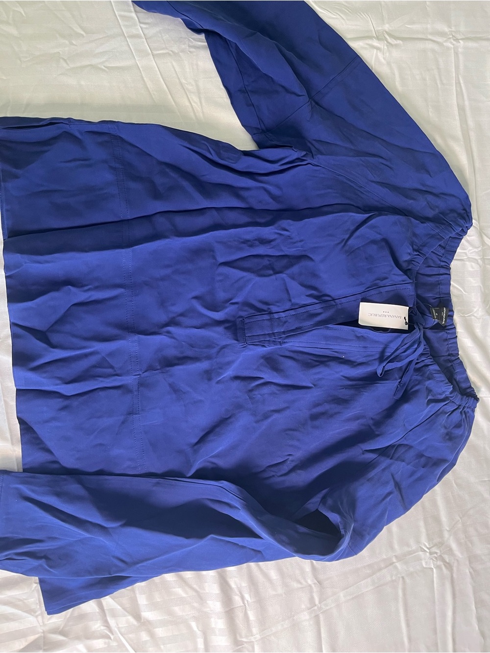 Royal Blue Long Sleeve Peasant Blouse